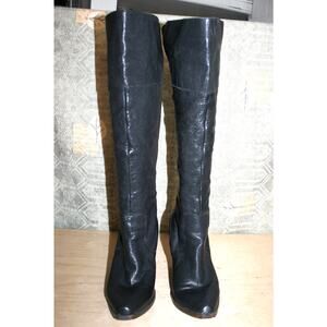 Steve Madden Rockie Black Leather Kniee High Boots Heels 11 B